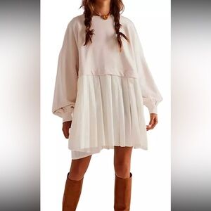 NWOT Free People Eleanor Tunic Sweatshirt in Delicacy Combo (S)